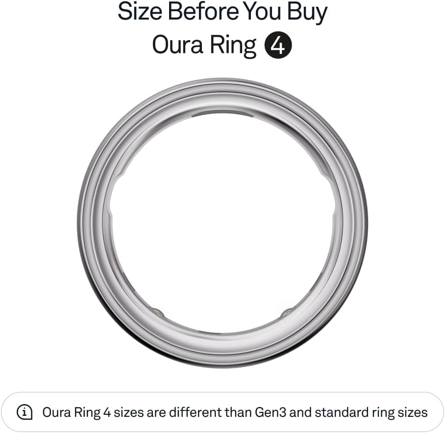 Ring 4 - Silver - Size 8 - Smart Ring - Size First with  Ring 4 Sizing Kit - Sleep Tracking Wearable - Heart Rate - Fitness Tracker - up to 8 Days of Battery Life