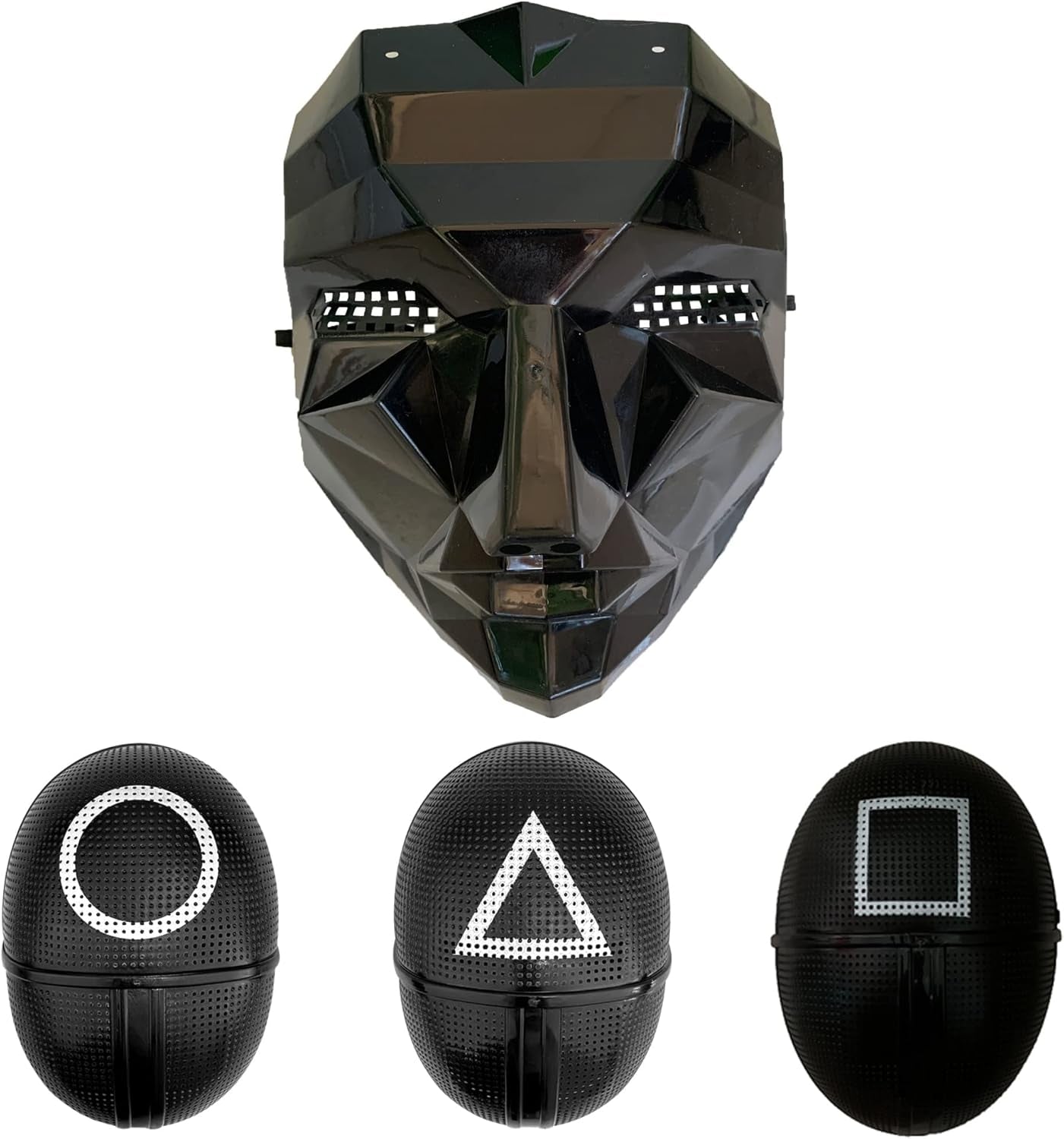 Game Mask Movie Props Square Circle Male and Female Dress up Halloween Props 2021 Korean Movie Masquerade Accessories (Black Mask)